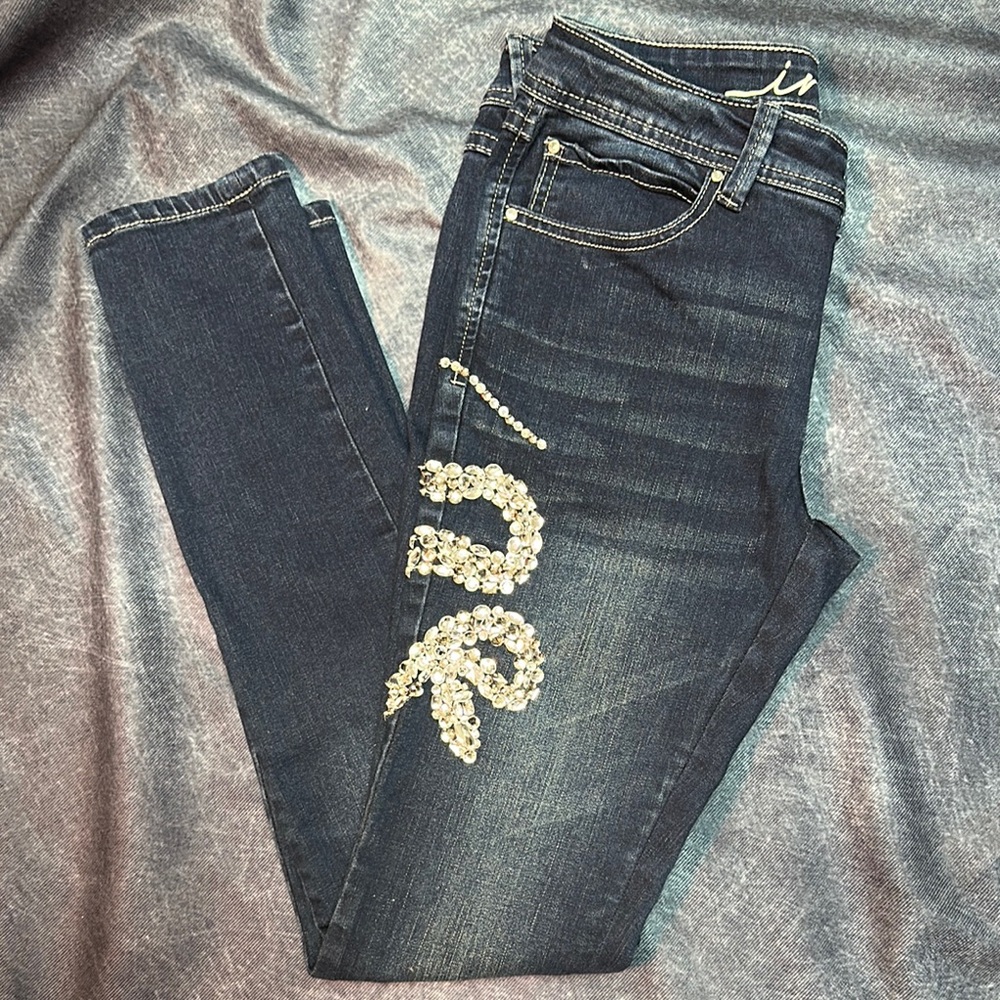 INC International Concepts Skinny Jeans with Crystal Snake Embellishments size 2